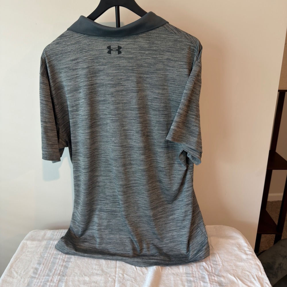 Under Armour Mens Performance Polo Shirt Gray Space Dye Short Sleeve LG Loose - Picture 5 of 7
